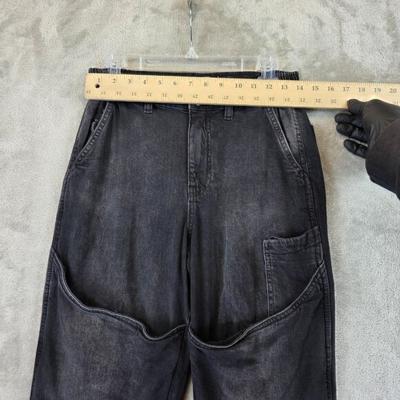 Forever 21 Premium Pants Womens Small Black Denim Jogger Carpenter Style - Picture 2 of 10